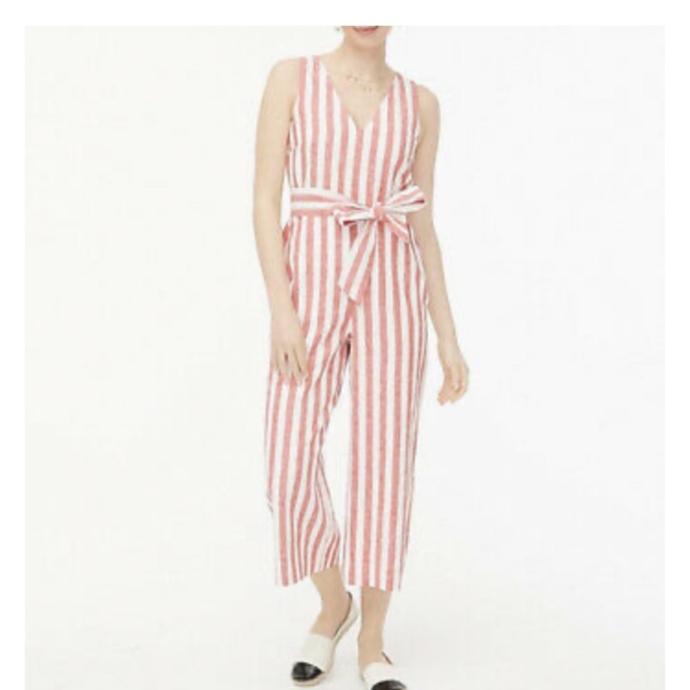 Jcrew linen cotton wide leg jumpsuit